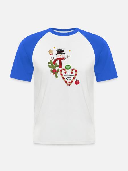 Frohe Weihnachten liebe Oma - Männer Baseball-T-Shirt - Weiß/Royalblau