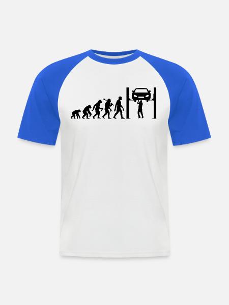Automechaniker Evolution Für KFZ-Mechaniker - Männer Baseball-T-Shirt - Weiß/Royalblau