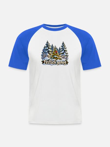 Festlich genug im Winterwald - Männer Baseball-T-Shirt - Weiß/Royalblau