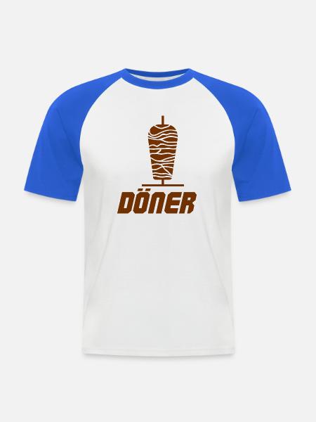 Döner Spieß Illustration - Männer Baseball-T-Shirt - Weiß/Royalblau