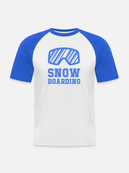 Snowboard Goggle Crest - Männer Baseball-T-Shirt - Weiß/Royalblau