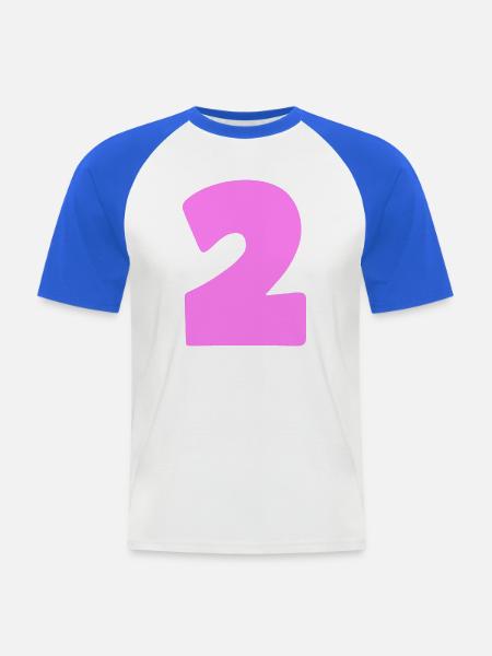 2 - Männer Baseball-T-Shirt - Weiß/Royalblau