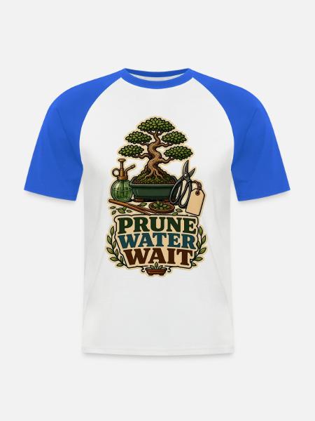 PRUNE WATER WAIT Pflanzen - Männer Baseball-T-Shirt - Weiß/Royalblau