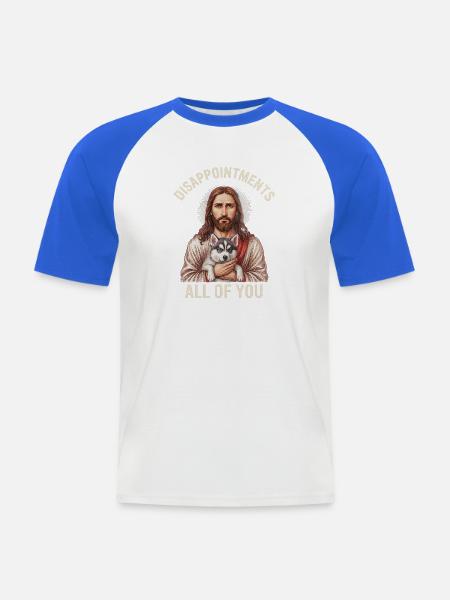 Disappointments Jesus mit Husky - Männer Baseball-T-Shirt - Weiß/Royalblau
