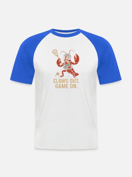 Claws out. Game on - Männer Baseball-T-Shirt - Weiß/Royalblau