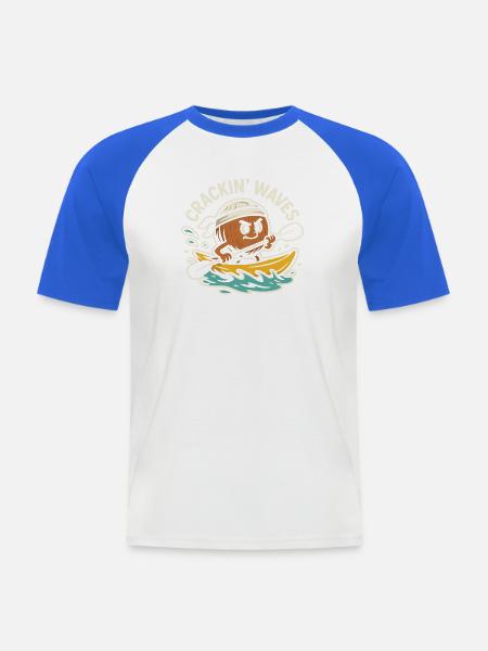 Crackin’ waves - Männer Baseball-T-Shirt - Weiß/Royalblau