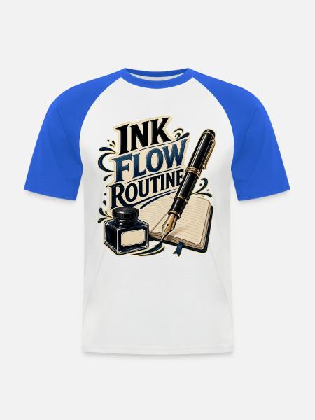 INK FLOW ROUTINE - Männer Baseball-T-Shirt - Weiß/Royalblau