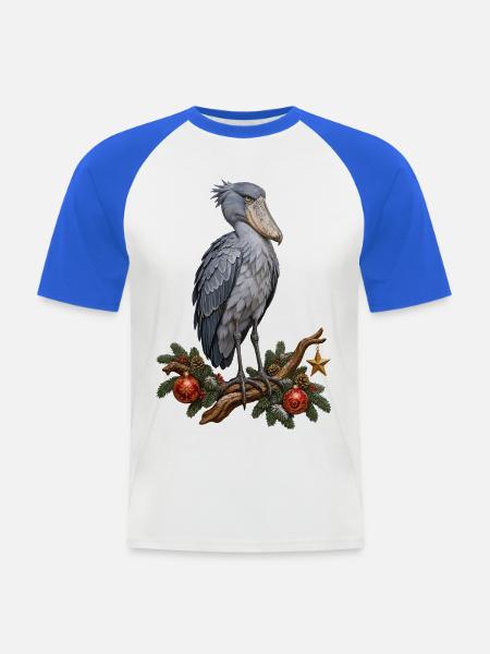 Schuhschnabel mit Weihnachtsornamenten - Männer Baseball-T-Shirt - Weiß/Royalblau