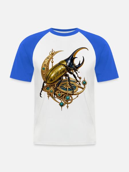 Herkuleskäfer auf mechanischem Mondkompass - Männer Baseball-T-Shirt - Weiß/Royalblau