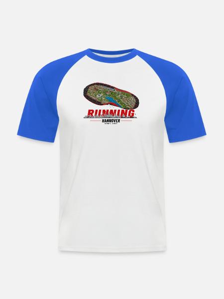 Running Hannover Laufschuh Stadtkarte - hell - Männer Baseball-T-Shirt - Weiß/Royalblau