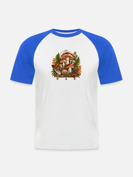 Pilzparadies Herbstzauber - Männer Baseball-T-Shirt - Weiß/Royalblau