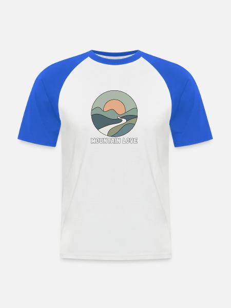 Sonnenpfad über Berglandschaft - Männer Baseball-T-Shirt - Weiß/Royalblau
