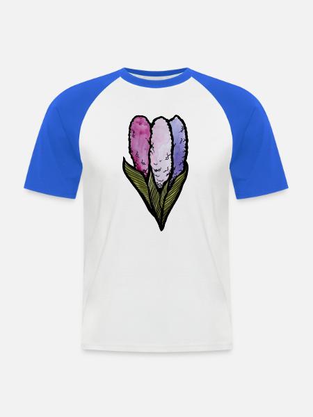 Pastell-Baumwollblumen-Trio - Männer Baseball-T-Shirt - Weiß/Royalblau