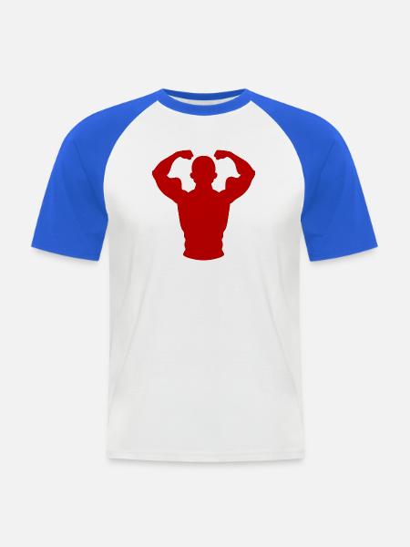 Crimson Flex Silhouette - Männer Baseball-T-Shirt - Weiß/Royalblau