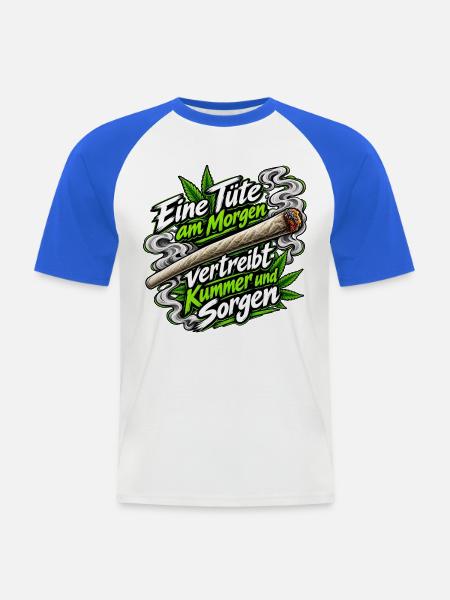 Morgen-Tüte vertreibt Kummer - Männer Baseball-T-Shirt - Weiß/Royalblau