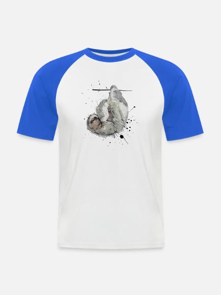 Bequem Hängendes Faultier im Aquarellstil - Männer Baseball-T-Shirt - Weiß/Royalblau