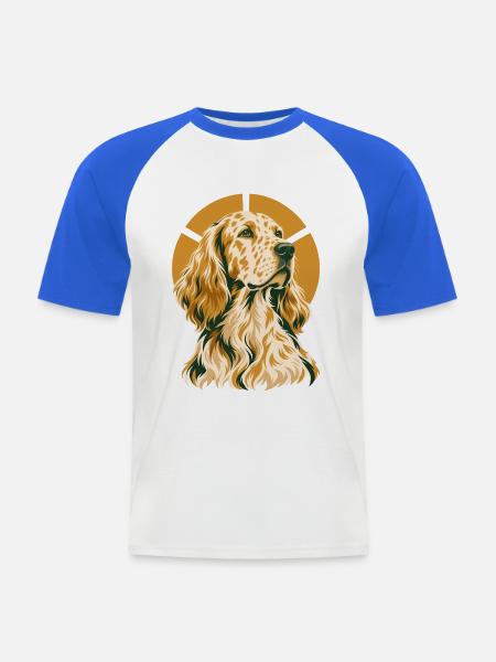 Englischer Zuspieler - Männer Baseball-T-Shirt - Weiß/Royalblau
