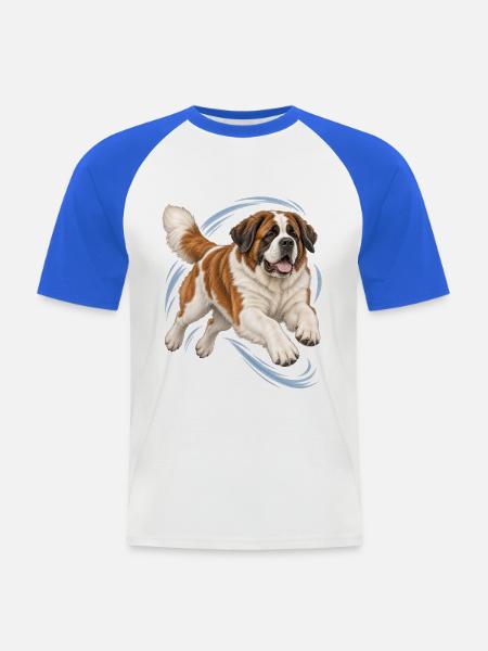 St. Bernhard - Männer Baseball-T-Shirt - Weiß/Royalblau