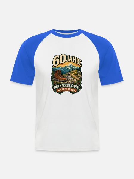 60 Jahre Gipfelsturm - Männer Baseball-T-Shirt - Weiß/Royalblau