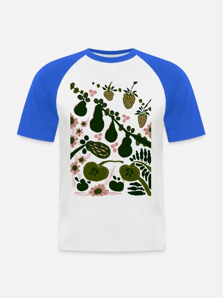 GRÜNES GEMÜSE - Männer Baseball-T-Shirt - Weiß/Royalblau