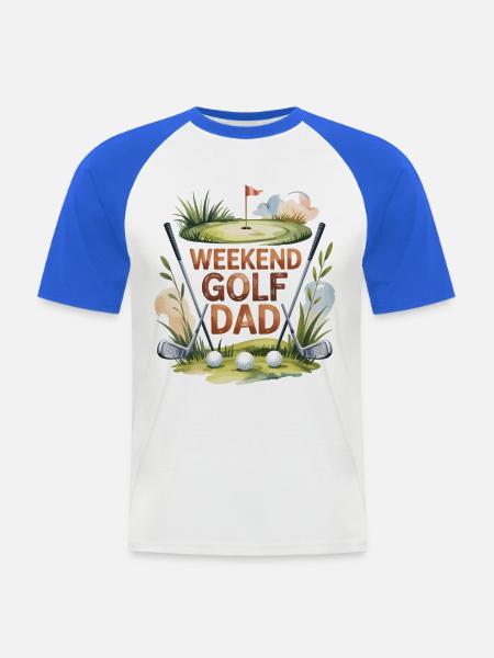 Golf Vater Motiv Geschenkidee - Männer Baseball-T-Shirt - Weiß/Royalblau