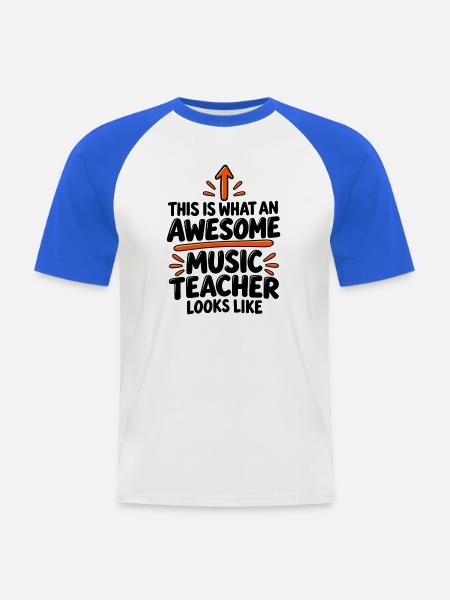 Musiklehrer-Wertschätzungsgeschenk - Männer Baseball-T-Shirt - Weiß/Royalblau