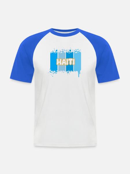 Haiti als Urlaub - Männer Baseball-T-Shirt - Weiß/Royalblau