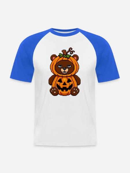 Grummeliger Kürbisbär - Männer Baseball-T-Shirt - Weiß/Royalblau