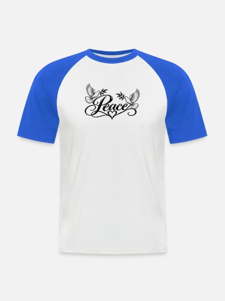 Friedenstauben Ornament - Männer Baseball-T-Shirt - Weiß/Royalblau