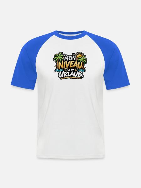 Mein Urlaub ist im Urlaub - Männer Baseball-T-Shirt - Weiß/Royalblau
