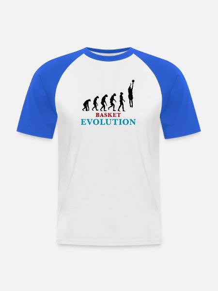 Entwicklung des Basketballs - Männer Baseball-T-Shirt - Weiß/Royalblau
