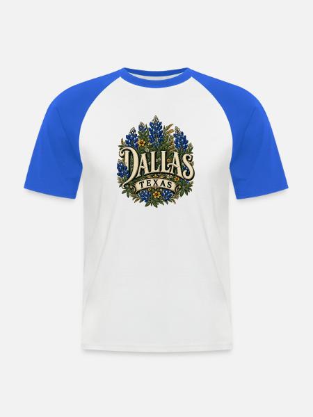 Dallas Texas Blumenbouquet Design - Männer Baseball-T-Shirt - Weiß/Royalblau