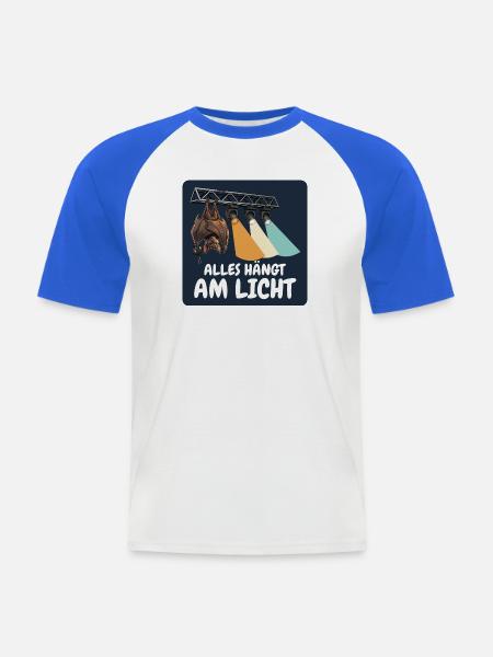 Alles hängt am Licht – Lichttechniker - Männer Baseball-T-Shirt - Weiß/Royalblau