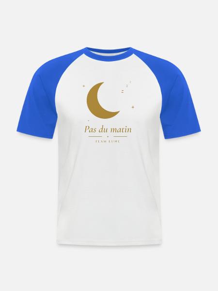 Morgenschritte – Team Moon - Männer Baseball-T-Shirt - Weiß/Royalblau