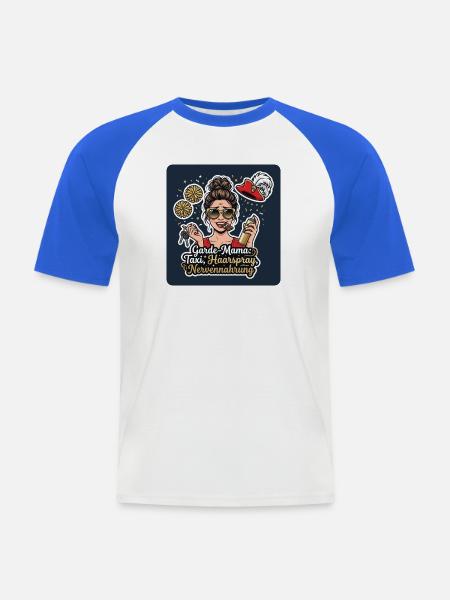 Garde-Mama – Taxi, Haarspray, Nerven - Männer Baseball-T-Shirt - Weiß/Royalblau