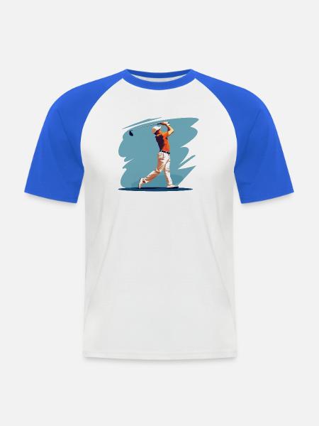 Golfspieler Grafik - Männer Baseball-T-Shirt - Weiß/Royalblau