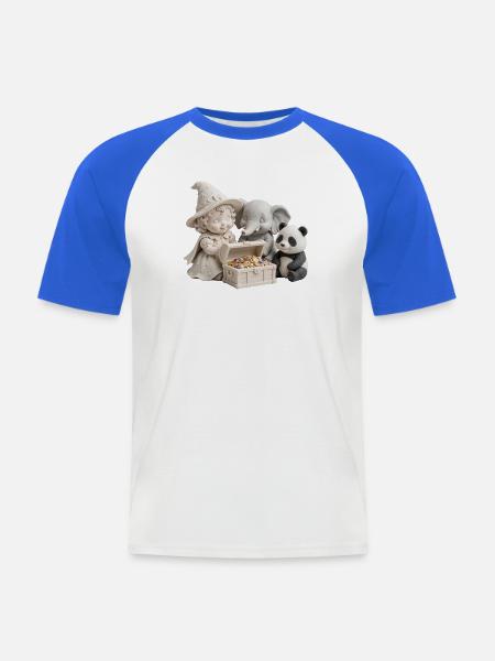 Verspieltes Schatz-Trio - Männer Baseball-T-Shirt - Weiß/Royalblau