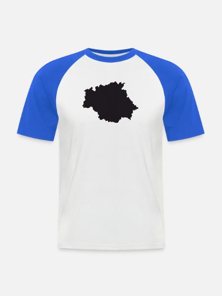 Hidalgo Humor-Geschenk-T-Shirt - Männer Baseball-T-Shirt - Weiß/Royalblau
