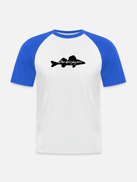 Zanderjäger - Männer Baseball-T-Shirt - Weiß/Royalblau