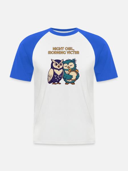 Nachteule Morgenopfer Lustige Eule - Männer Baseball-T-Shirt - Weiß/Royalblau