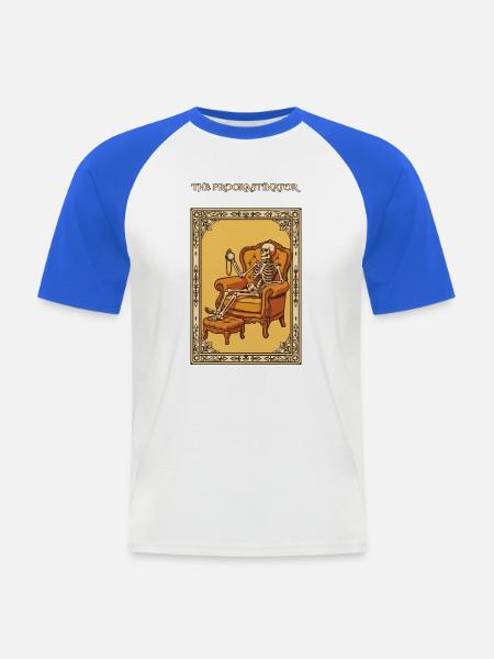 Das lustige Tarot-Skelett des Aufschiebers - Männer Baseball-T-Shirt - Weiß/Royalblau