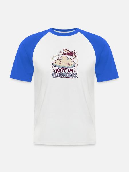 Kopf im Flugmodus Wolkenflug-Design - Männer Baseball-T-Shirt - Weiß/Royalblau