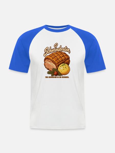 O Schweinsbraten knuschprige Kruste - Männer Baseball-T-Shirt - Weiß/Royalblau