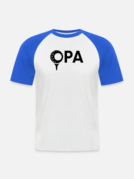Opa mit Golfball – Schwarz - Männer Baseball-T-Shirt - Weiß/Royalblau