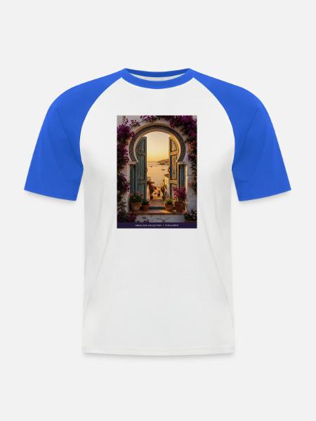 Seaview Arch Andalusia - Männer Baseball-T-Shirt - Weiß/Royalblau