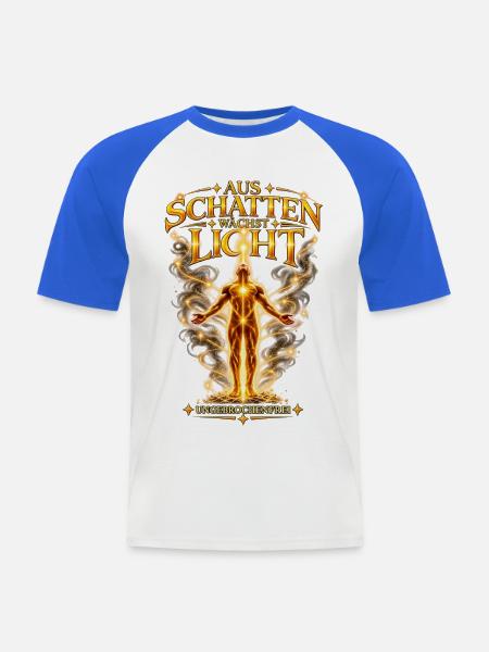 Aus Schatten wächst Licht – Ungebrochenfrei - Männer Baseball-T-Shirt - Weiß/Royalblau