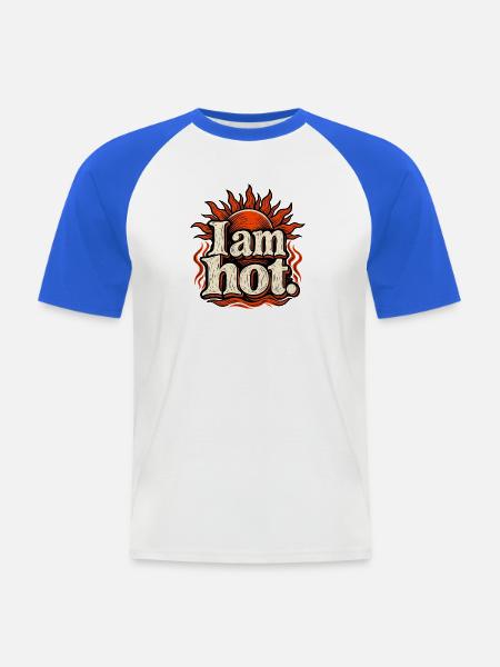 I am hot Sunburst Tee - Männer Baseball-T-Shirt - Weiß/Royalblau