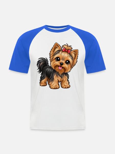 Yorkshire Terrier im Kawaii-Stil - Männer Baseball-T-Shirt - Weiß/Royalblau