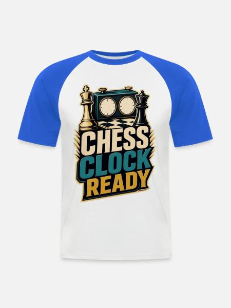 CHESS CLOCK READY - Männer Baseball-T-Shirt - Weiß/Royalblau