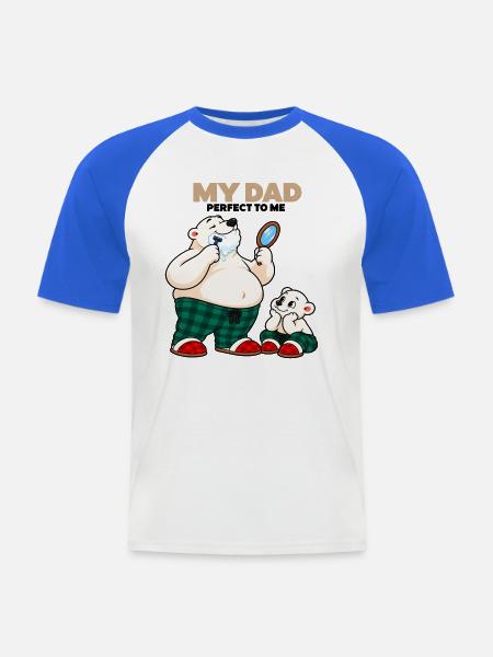 Perfekter Vater – lustiger Eisbär-Vater - Männer Baseball-T-Shirt - Weiß/Royalblau